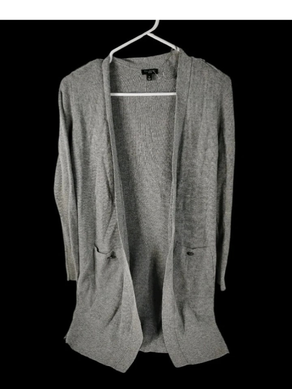 Talbots Light Gray Open-Front Cardigan
